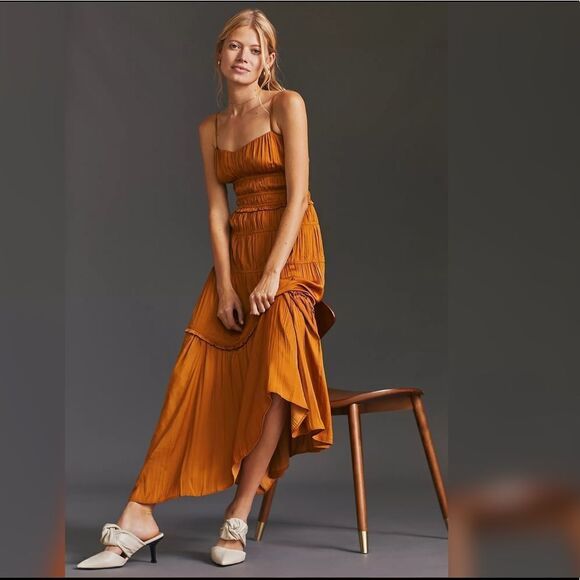 Anthropologie - Ruched Slip Dress Size 10 - Picture 2 of 7